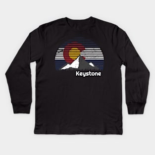 Keystone Colorado X Co Flag Mountain Kids Long Sleeve T-Shirt